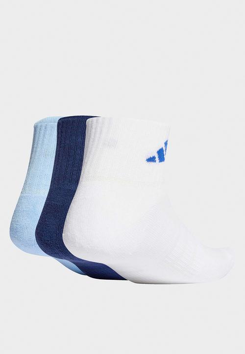adidas Originals - Cushioned Ess Ankle Socks 3 pairs - dark blue/white/glow blue