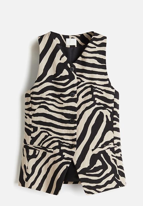 H&M - Long waistcoat - light beige/zebra print