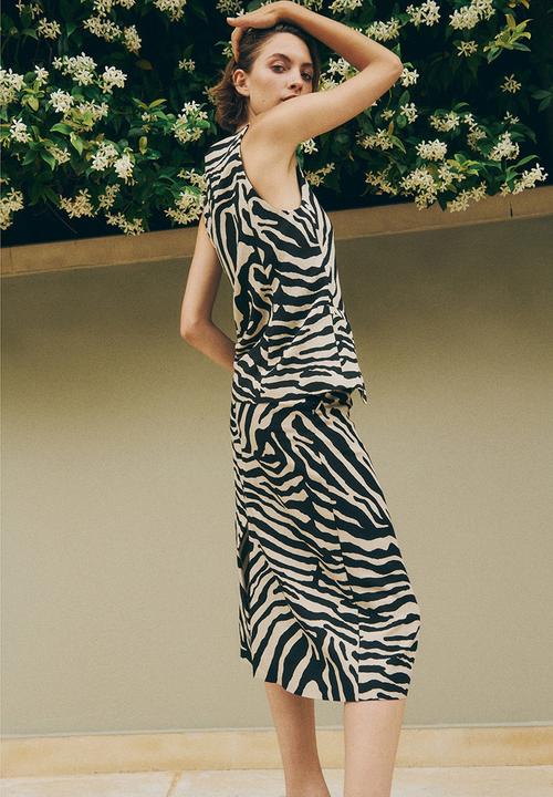 H&M - Long waistcoat - light beige/zebra print