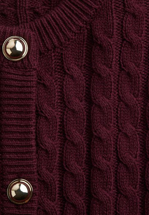 H&M - Cable-knit cardigan - burgundy