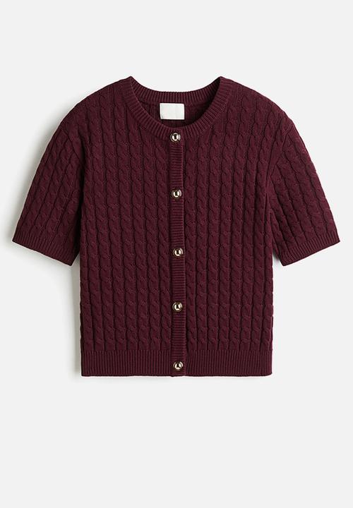H&M - Cable-knit cardigan - burgundy