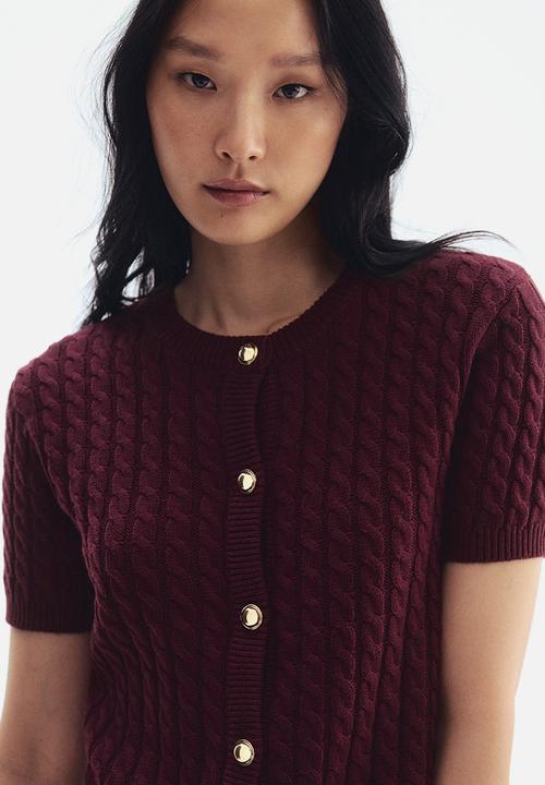 H&M - Cable-knit cardigan - burgundy