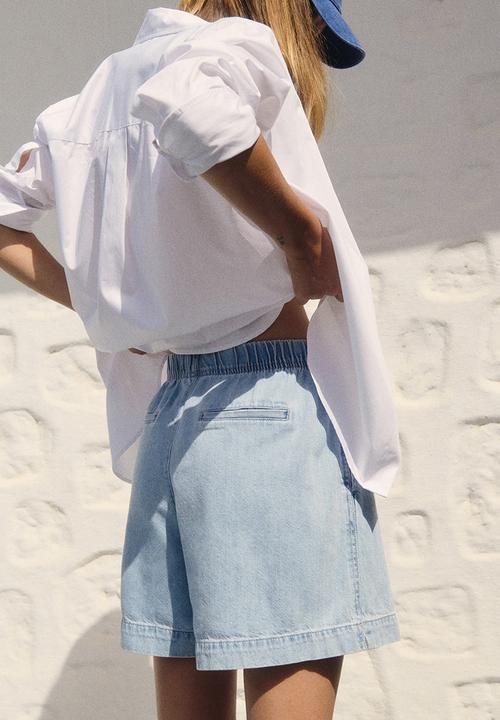 H&M - Denim pull-on shorts - light denim blue 