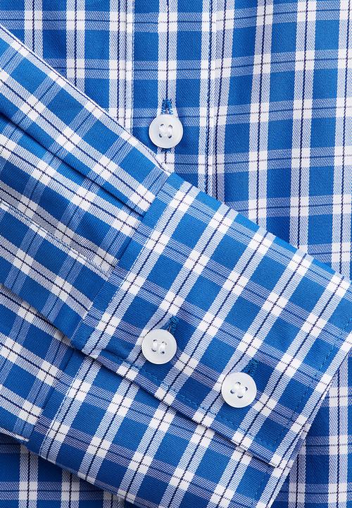 H&M - Short cotton poplin shirt - blue checked