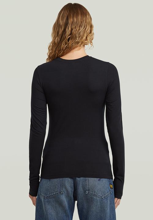 G-STAR - Crew slim t l\s wmn - black