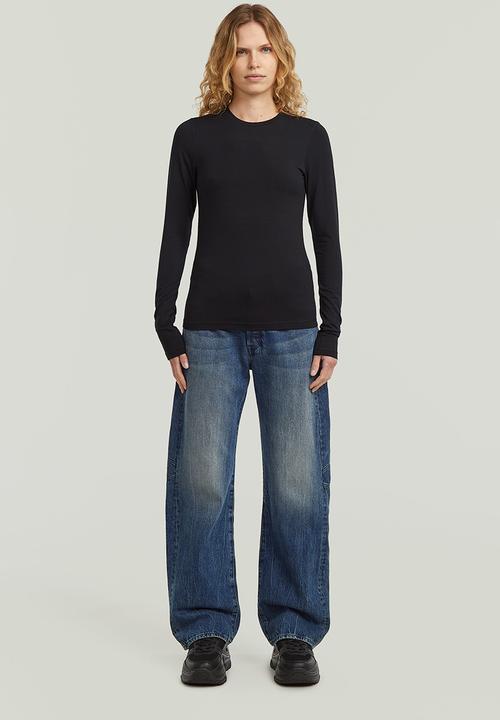 G-STAR - Crew slim t l\s wmn - black