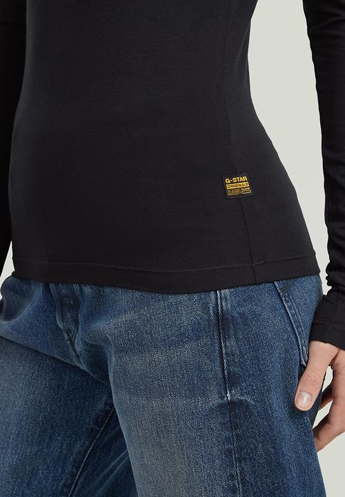 G-STAR - Crew slim t l\s wmn - black