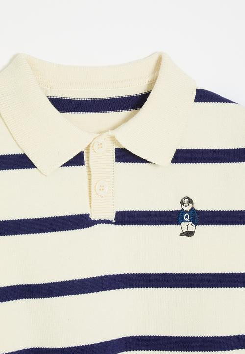 Pop Candy - Golfer-style knit sweat top - navy stripe