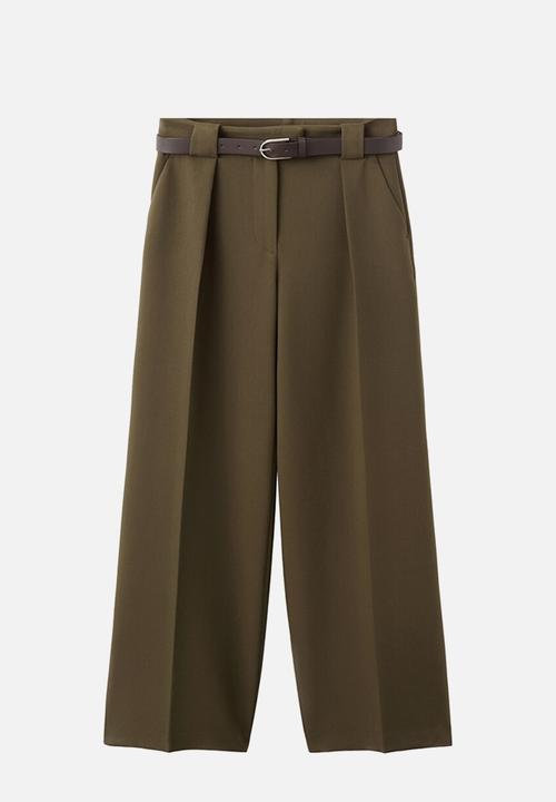 MANGO - Trousers cintu - khaki