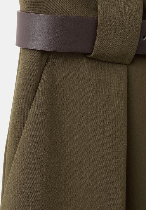 MANGO - Trousers cintu - khaki