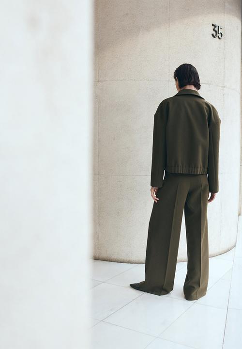 MANGO - Trousers cintu - khaki