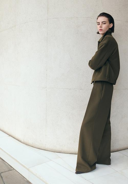 MANGO - Trousers cintu - khaki