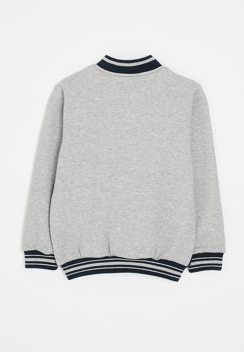 Pop Candy - Baseball jacket with striped rib - navy blue/light grey