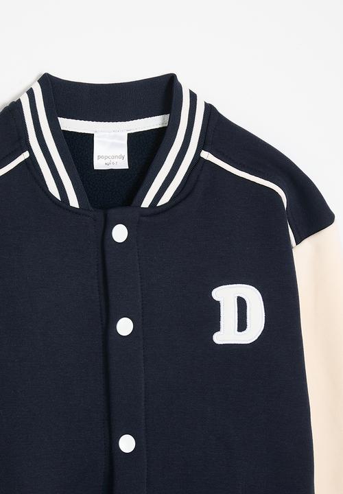 Pop Candy - Baseball jacket with striped rib - navy/cream 