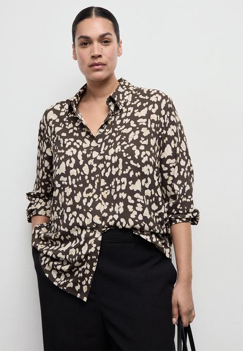 MANGO - Shirt basic - brown