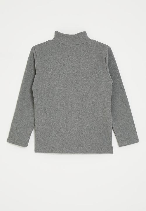 Pop Candy - Brushed cotton high neck top - grey