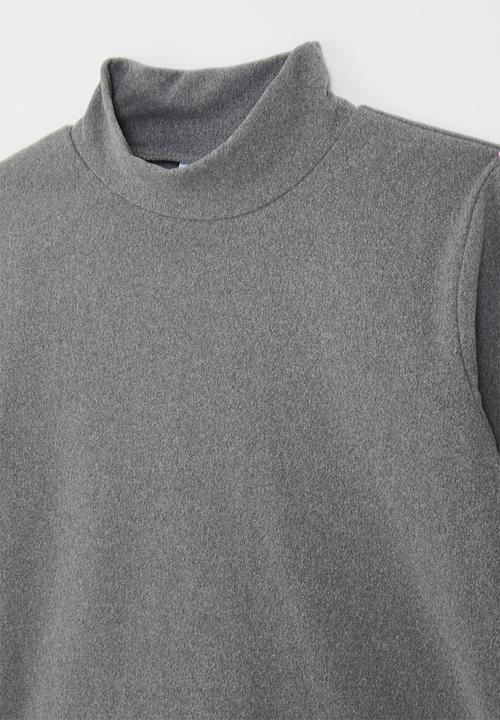 Pop Candy - Brushed cotton high neck top - grey