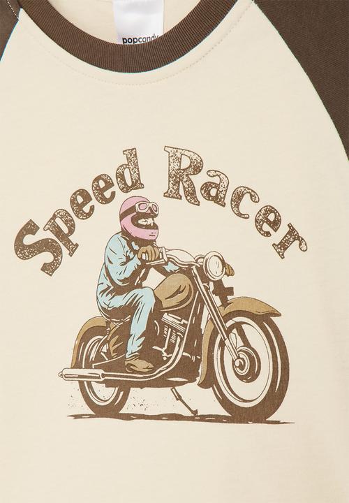 Pop Candy - Racer graphic tee - brown/beige