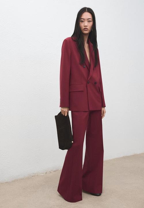 MANGO - Trousers irese - dark red