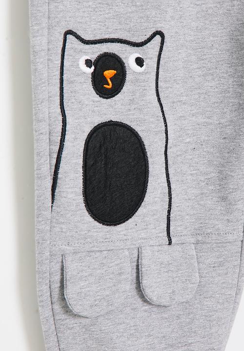 Pop Candy - Embroidered creature sweatpants - light grey/black