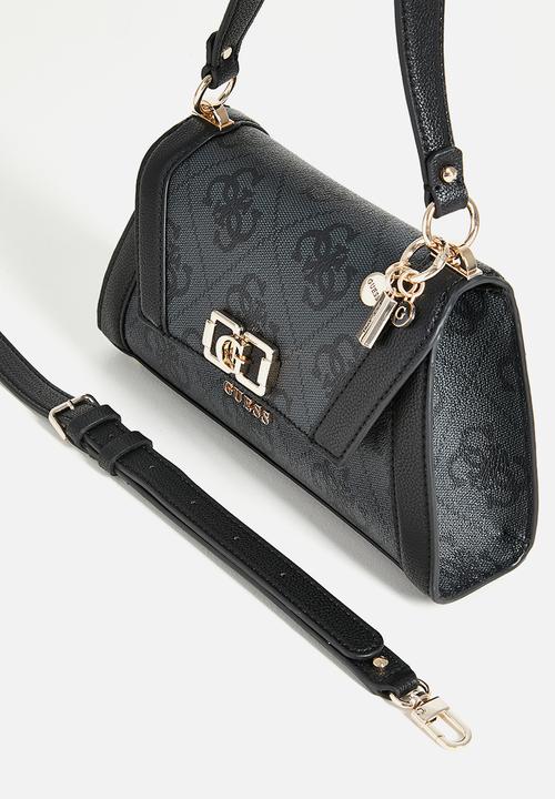 GUESS - Karnilla logo flap shoulder bag - coal logo
