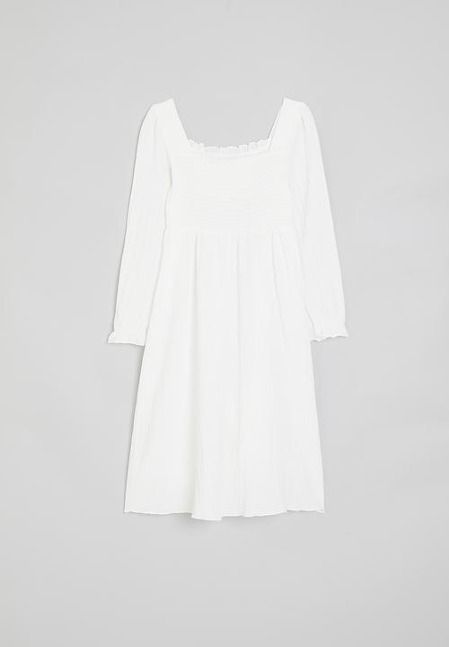 Pop Candy - Mock corset waist dress - white