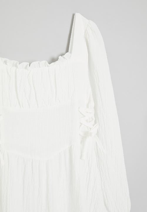 Pop Candy - Mock corset waist dress - white