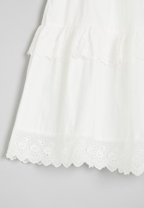 Pop Candy - Broderie tiered maxi skirt - white
