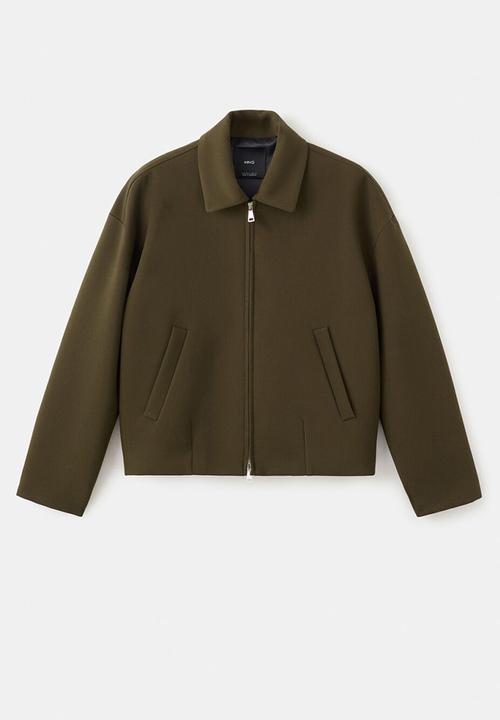 MANGO - Jacket cintu - khaki