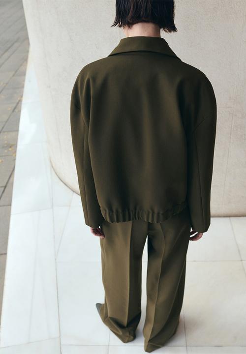 MANGO - Jacket cintu - khaki