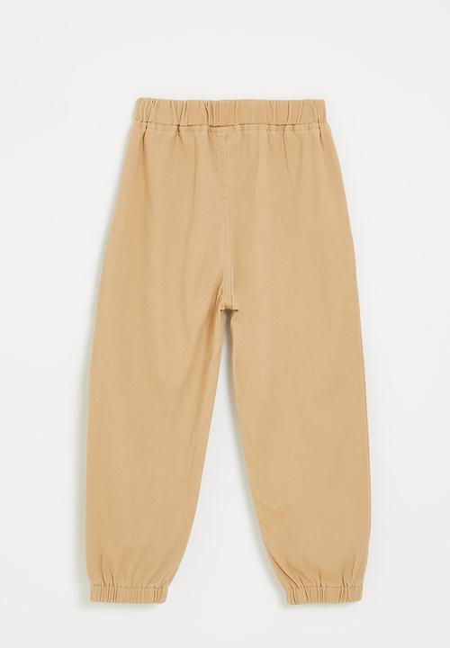 Pop Candy - Cuffed pants with embroidered detail pocket - fawn brown
