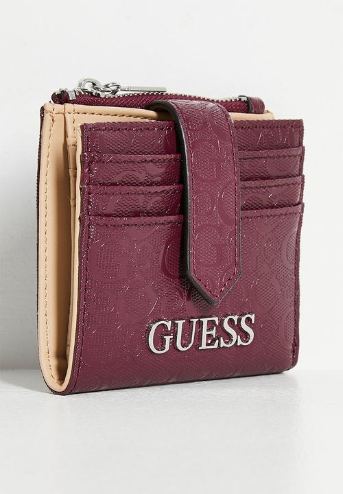 GUESS - Abbas sling credit card bag- oxblood