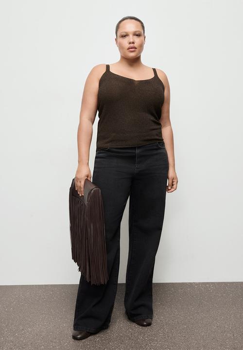 MANGO - Top kling - dark brown