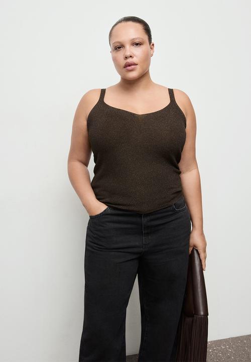 MANGO - Top kling - dark brown