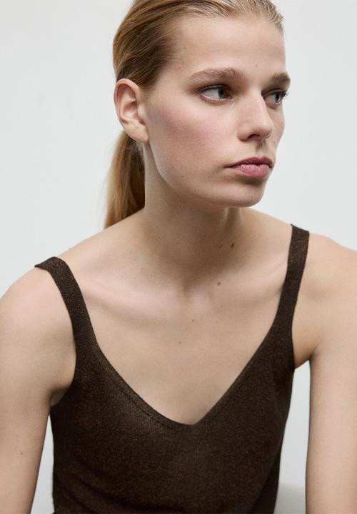 MANGO - Top kling - dark brown