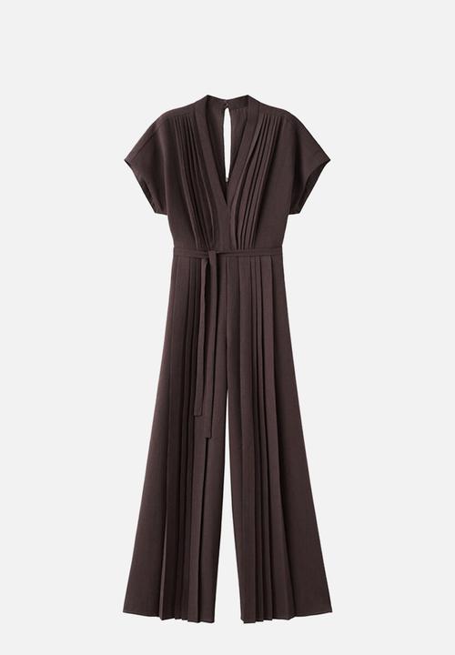 MANGO - Jumpsuit pleated - brown