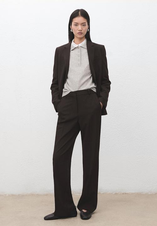MANGO - Trousers bergen - dark brown