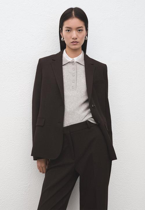 MANGO - Trousers bergen - dark brown