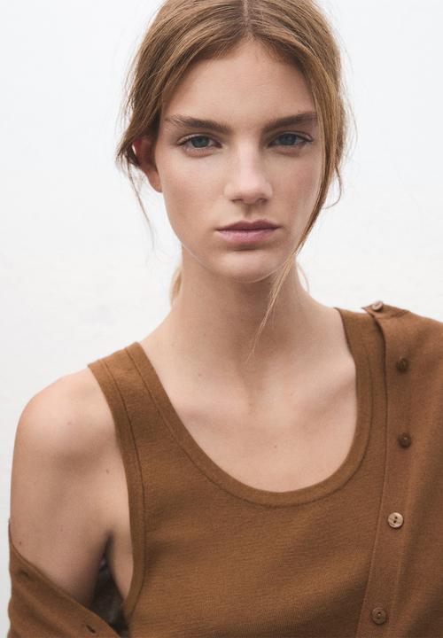 MANGO - Top olsen - medium brown