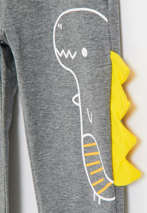 Pop Candy - Novelty joggers with dino spikes - grey/yellow