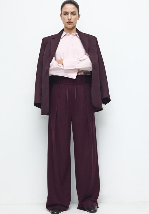MANGO - Trousers salitre - dark red