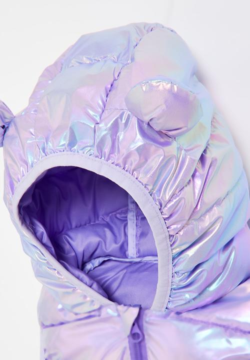 Pop Candy - Puffer vest with bear ears - purple shimmer