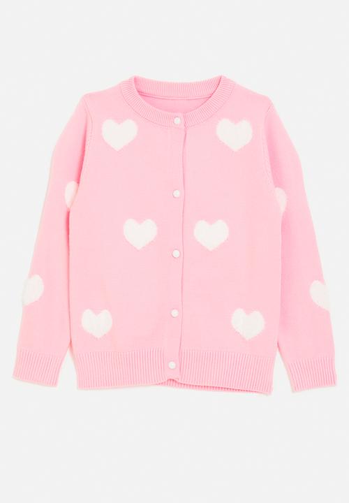Pop Candy - Button down cardigan - pink/white hearts