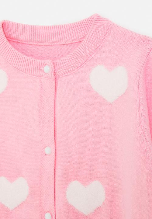 Pop Candy - Button down cardigan - pink/white hearts