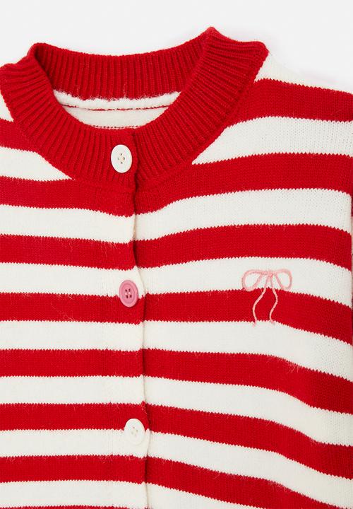 Pop Candy - Striped high-neck cardigan - red/white