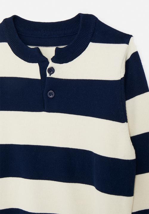 Pop Candy - Stripe jersey with buttons - white/navy