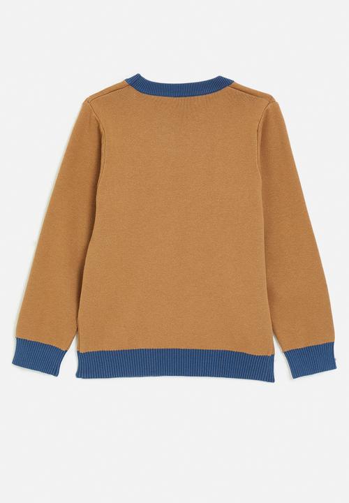 Pop Candy - Contrast rib sweatshirt - brown/blue/multi