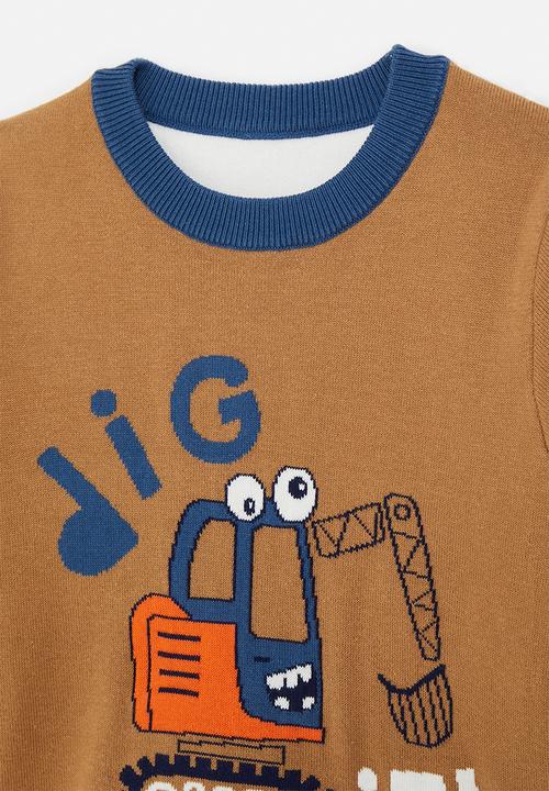 Pop Candy - Contrast rib sweatshirt - brown/blue/multi