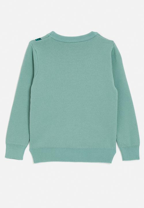 Pop Candy - Dino graphic knit sweater - pale mint blue