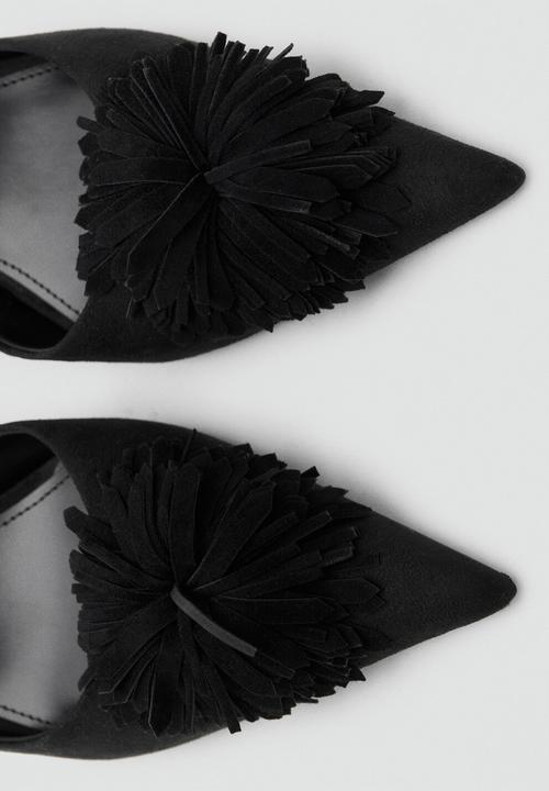 MANGO - Pom ankle strap - black